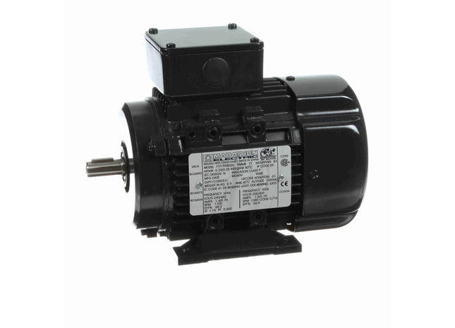 Motor Marathon Globetrotter® IEC de aluminio, 0,33 HP, 3 Ph, 60 Hz, 230/460 V, 1800 RPM, 71 Frame, TEFC Parte: 071T17FH5326