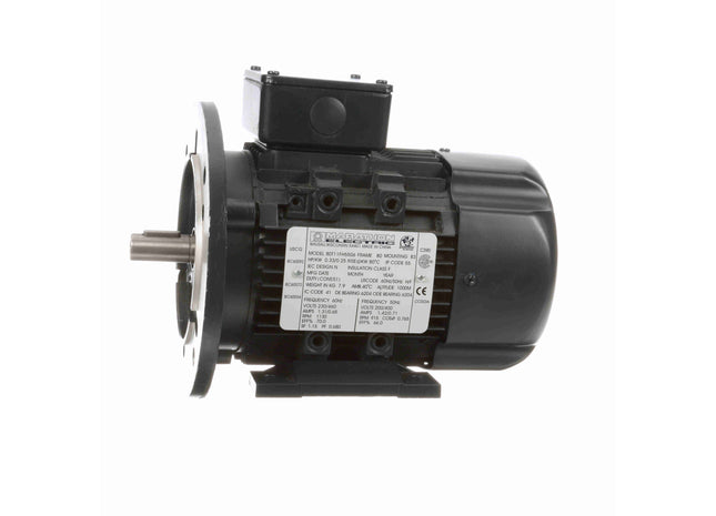 Motor Marathon Globetrotter® IEC de aluminio, 0,33 HP, 3 Ph, 60 Hz, 230/460 V, 1200 RPM, 80 Frame, TEFC Parte: 080T11FH5506