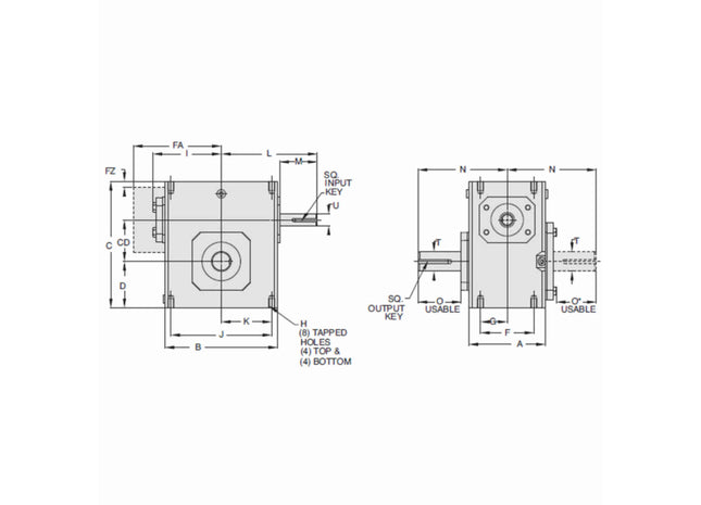 Grove Gear® Serie NH - Reductor de gusano de hierro de reducción simple y carcasa estrecha Ironman® NH8420001.00