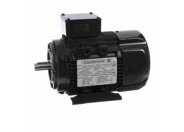 Motor Marathon Globetrotter® IEC de aluminio, 0,75 HP, 3 Ph, 60 Hz, 230/460 V, 1800 RPM, 80 Frame, TEFC Parte: 080T17FH5411
