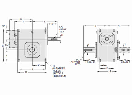 Grove Gear® Serie NH - Reductor de gusano de hierro de reducción simple y carcasa estrecha Ironman® NH8520004.00